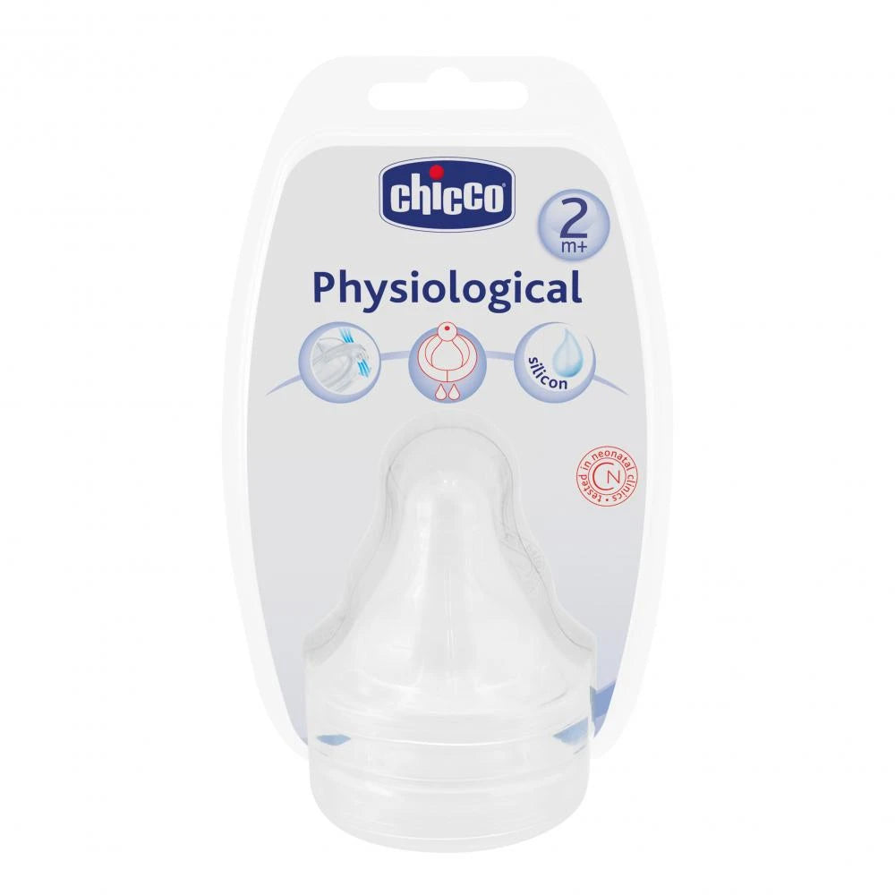 Chicco Соска Physiologic антиколиковая, силикон, средний поток, 2+, 2шт (816260/208232)