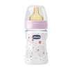 Chicco Biberon plastic Well Being, tetină silicon, flux normal, bleu, 0%BPA, 0+, 150ml (7073001/2061