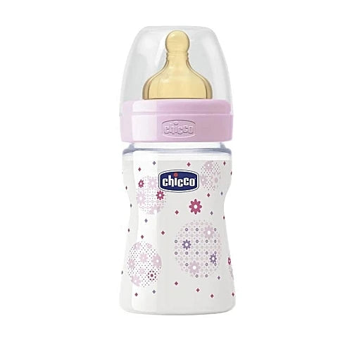 Chicco Biberon plastic Well Being, tetină silicon, flux normal, bleu, 0%BPA, 0+, 150ml (7073001/2061