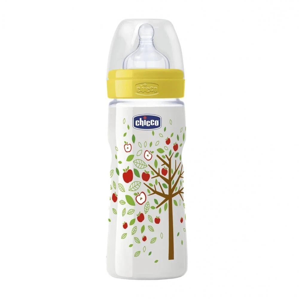 Chicco Бутылочка пластиковая Well Being, силиконовая соска, быстрый поток, romantic 0%BPA, 4+, 330 ml (206353)