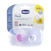 Chicco ортодонтическая силиконовая соска-пустышка для девочек, 0+, 2 шт. (729301/7483011)