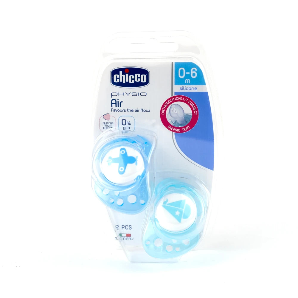 Chicco Пустышка Physio Air силиконовая для мальчиков, 0+, 2 шт (7503021)
