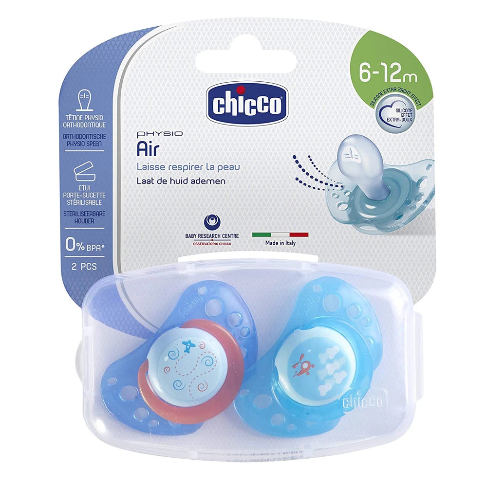 Chicco Пустышка Physio Air силиконовая для мальчиков, 6+, 2 шт (7503221)