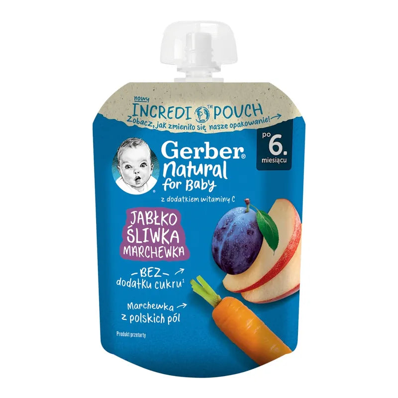 Gerber Piure din măr, prune, morcov 80g