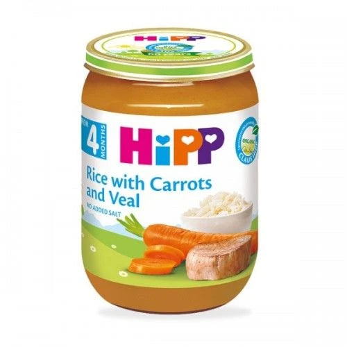 Hipp 6143 Pireu vitel,morcov,orez (4 luni) 190g