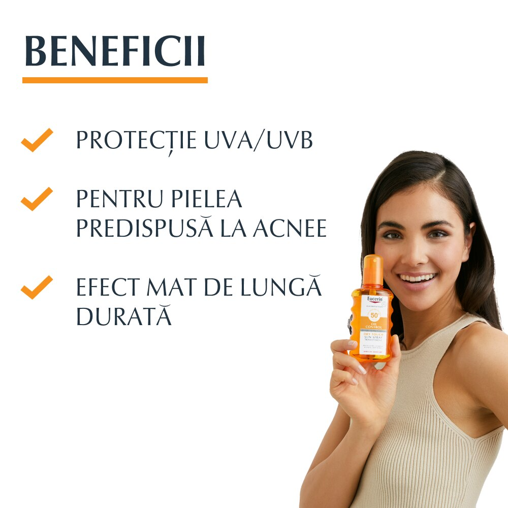 Eucerin Sun Oil Control Spray invizibil SPF 50+ 200ml